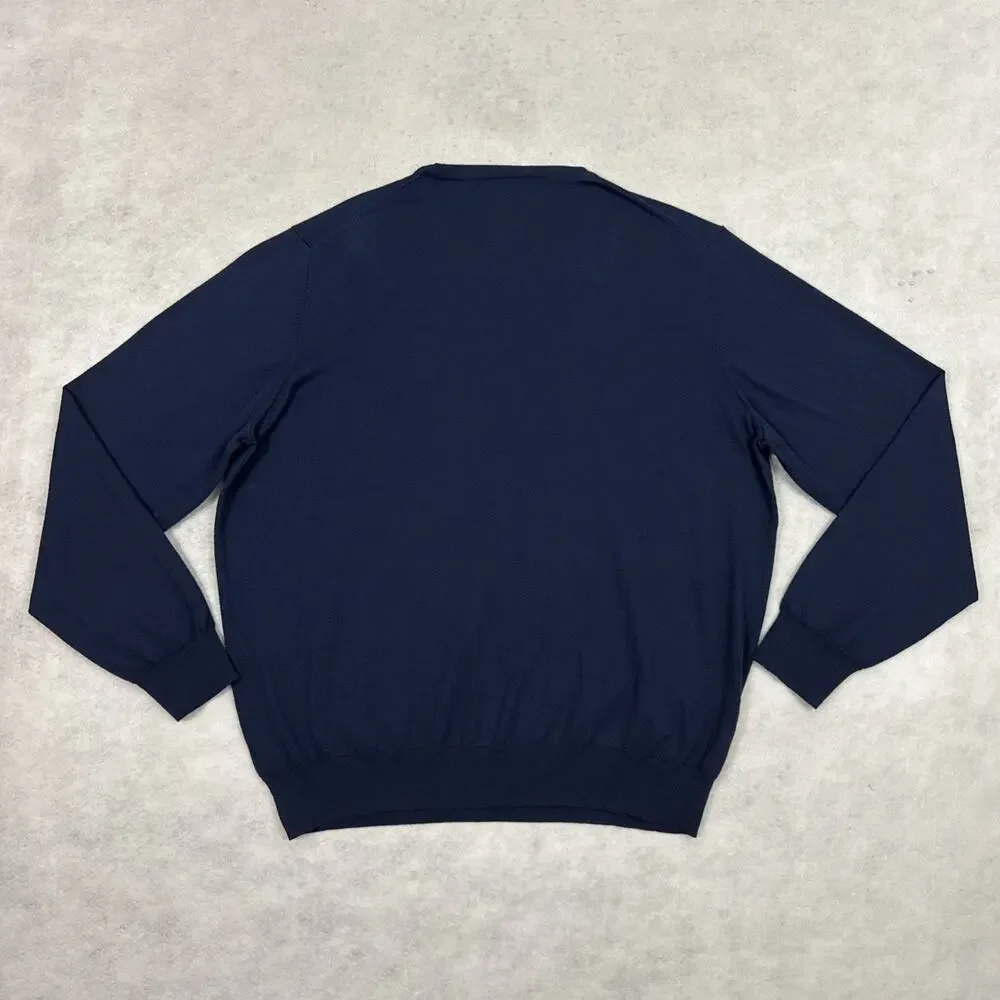 Faherty Sweater Mens XXL Navy Blue Reserve Crewneck Cotton Blend Pullover